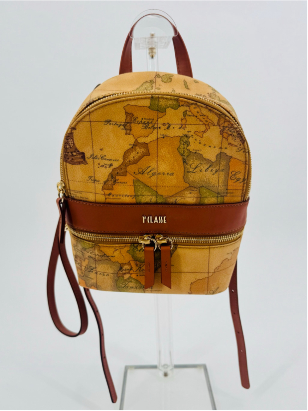 Alviero Martini 1A Classe Geo Map Print Small Backpack Beige Brown